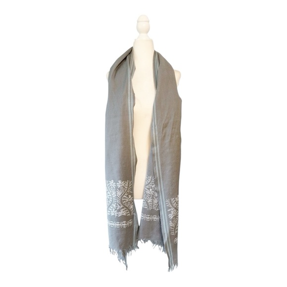 J. Crew Embroidered Long Grey Scarf OS - Picture 4 of 6